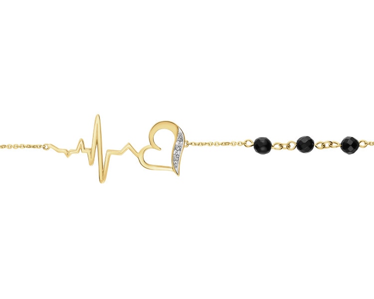 9ct Yellow Gold Bracelet with Diamonds - fineness 9 K