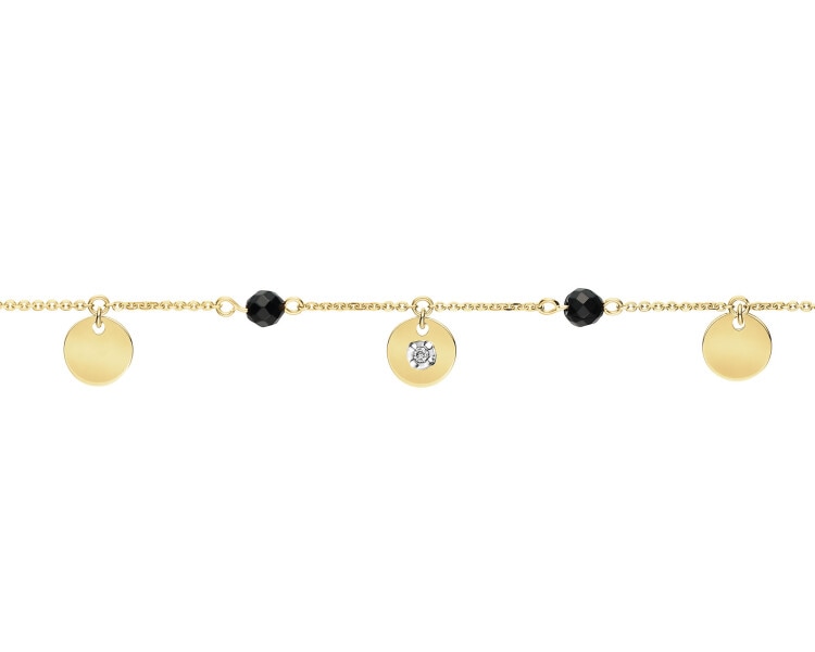 9ct Yellow Gold Bracelet with Diamond - fineness 9 K