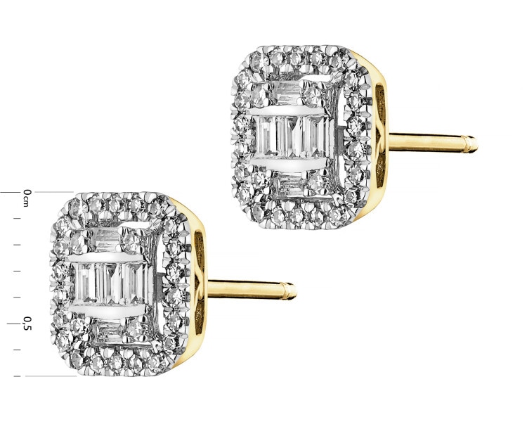 Náušnice ze žlutého zlata s diamanty - 0,17 ct - ryzost 585