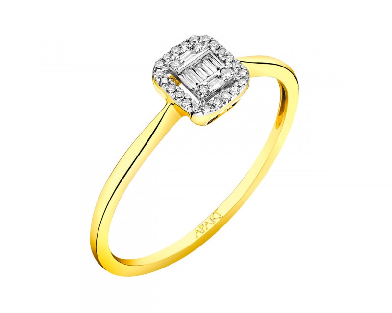 Prsten ze žlutého zlata s diamanty 0,08 ct - ryzost 585