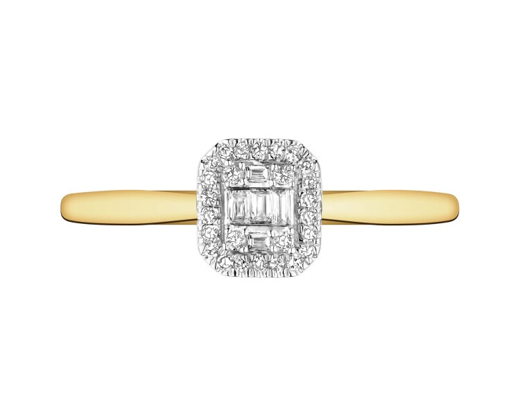14ct Yellow Gold Ring with Diamonds - 0,08 ct - fineness 14 K