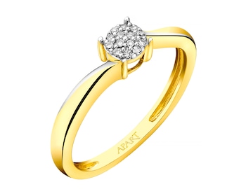 9ct Yellow Gold Ring with Diamonds 0,03 ct - fineness 9 K