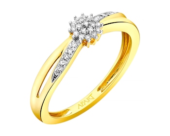 Prsten ze žlutého zlata s diamanty 0,06 ct - ryzost 585