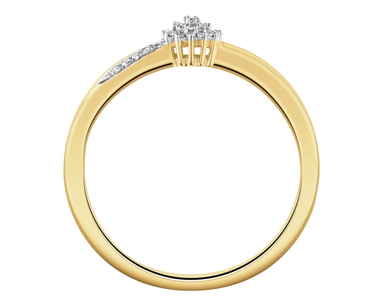 14ct Yellow Gold Ring with Diamonds - 0,06 ct - fineness 14 K