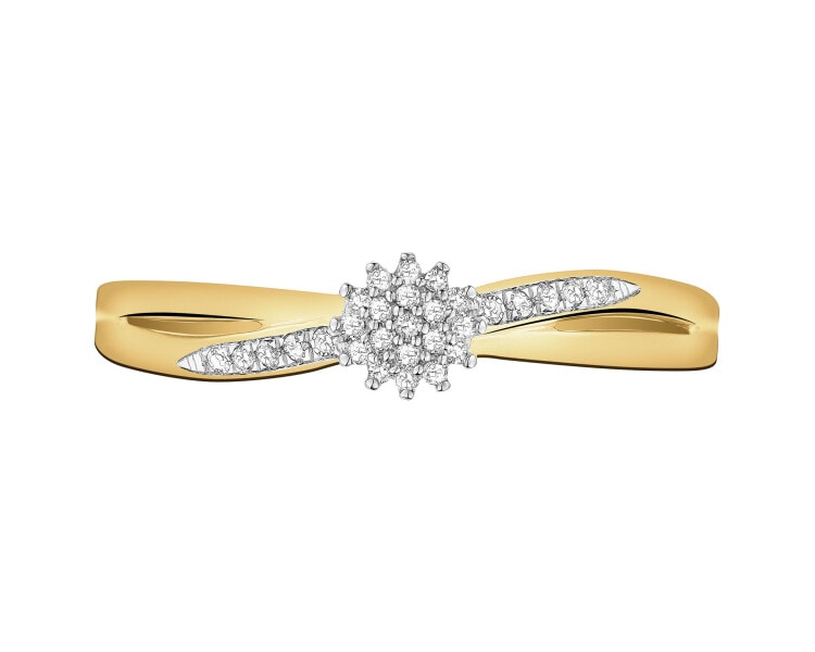 14ct Yellow Gold Ring with Diamonds - 0,06 ct - fineness 14 K