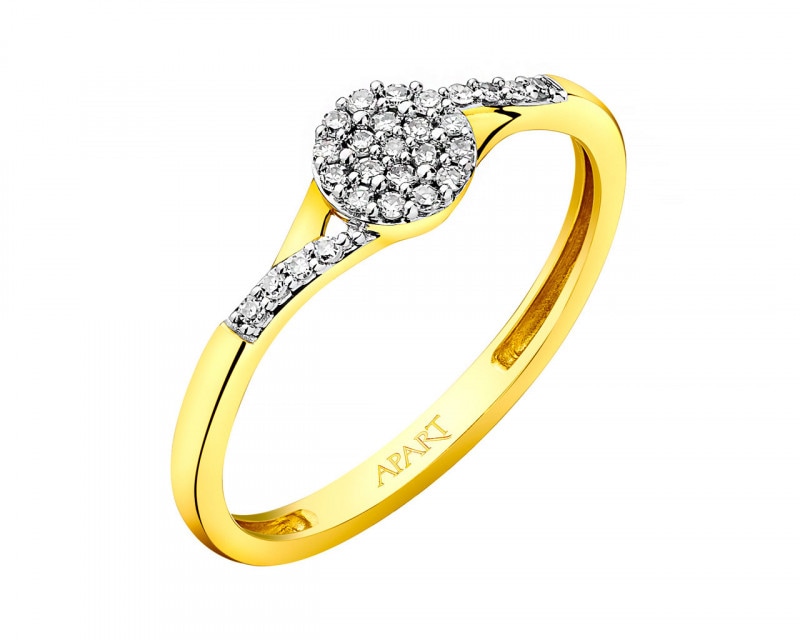 9ct Yellow Gold Ring with Diamonds 0,08 ct - fineness 9 K