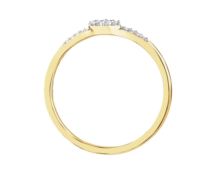 Pierścionek z żółtego złota z diamentami - 0,08 ct - próba 375