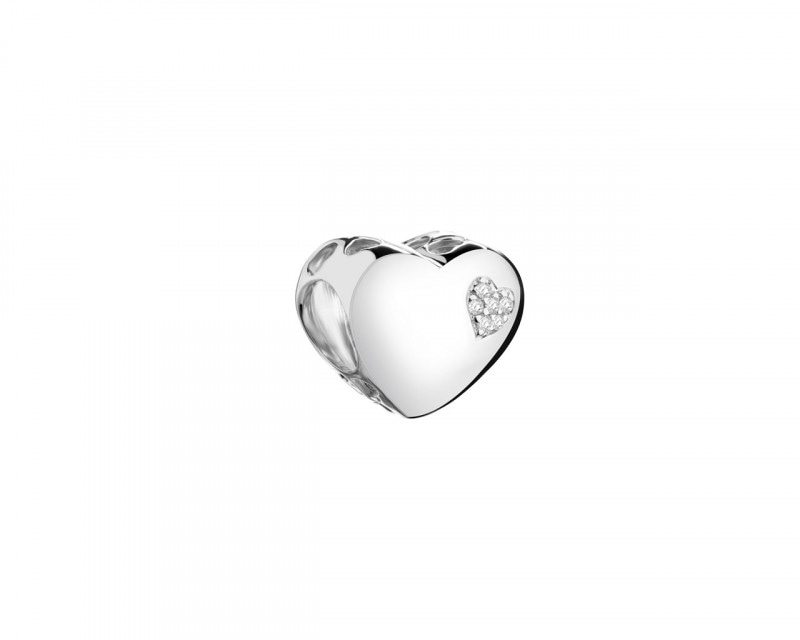 Zawieszka srebrna beads z cyrkoniami - serce