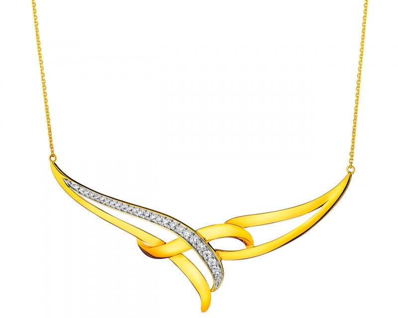 9ct Yellow Gold Necklace with Diamonds 0,20 ct - fineness 9 K