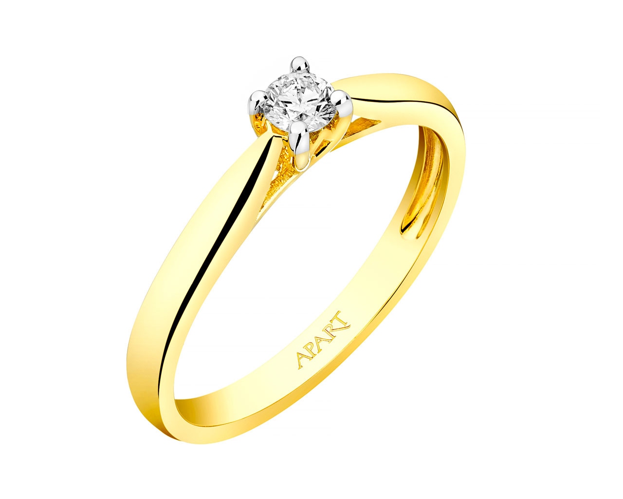 Prsten ze žlutého zlata s briliantem 0,10 ct - ryzost 585