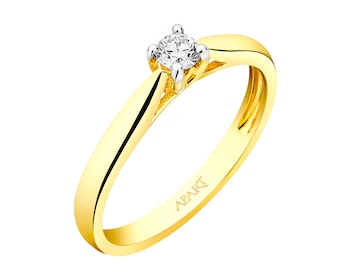 14ct Yellow Gold Ring with Diamond 0,10 ct - fineness 14 K