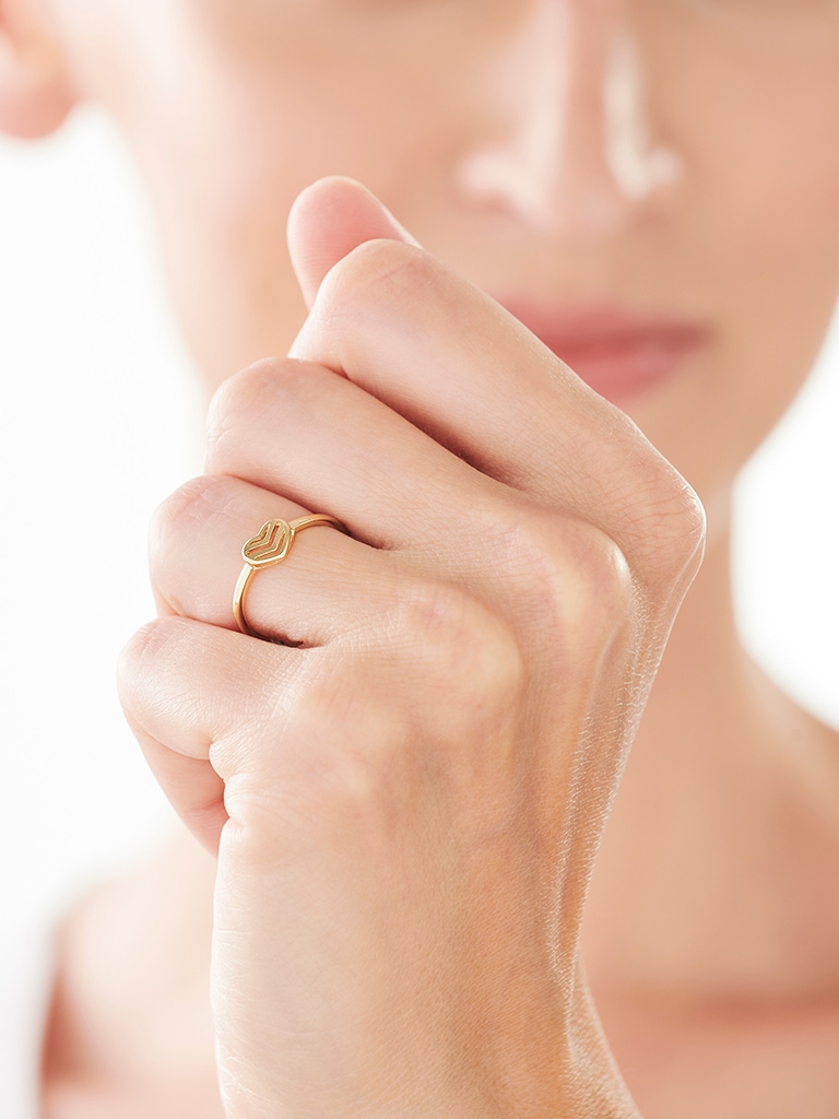 Złoty pierścionek - serce