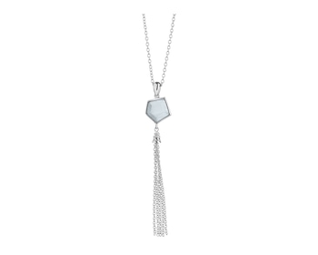 Rhodium-Plated Brass Necklace with Cat's Eye Effect Gemstone></noscript>
                    </a>
                </div>
                <div class=