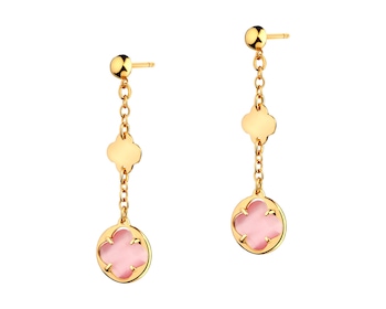 Gold-Plated Bronze Earrings with Glass