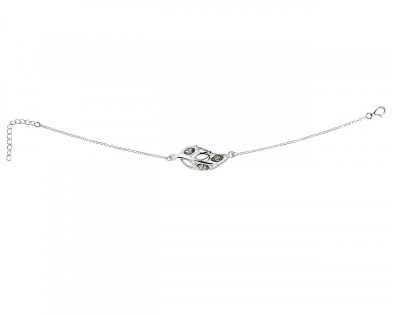 Rhodium Plated Silver Bracelet with Crystal