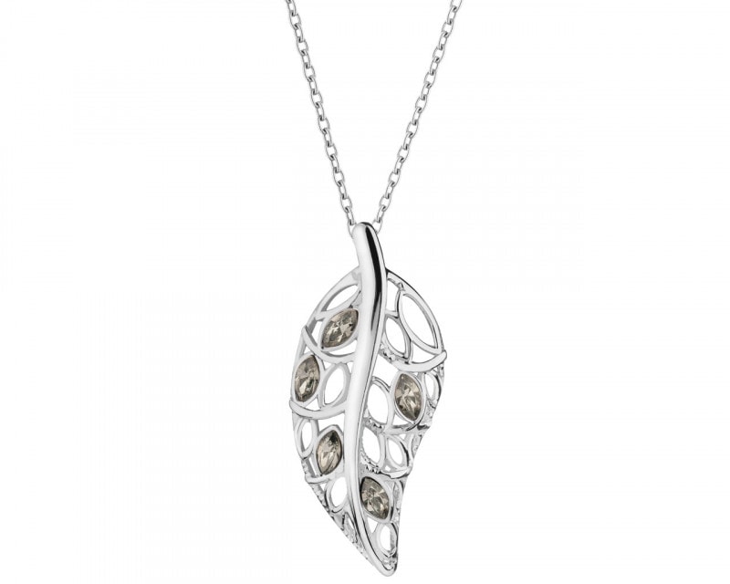 Rhodium Plated Silver Pendant with Crystal