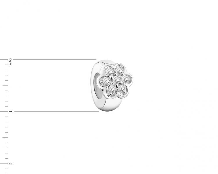 Sterling Silver Beads Pendant with Cubic Zirconia - Stopper - Flower