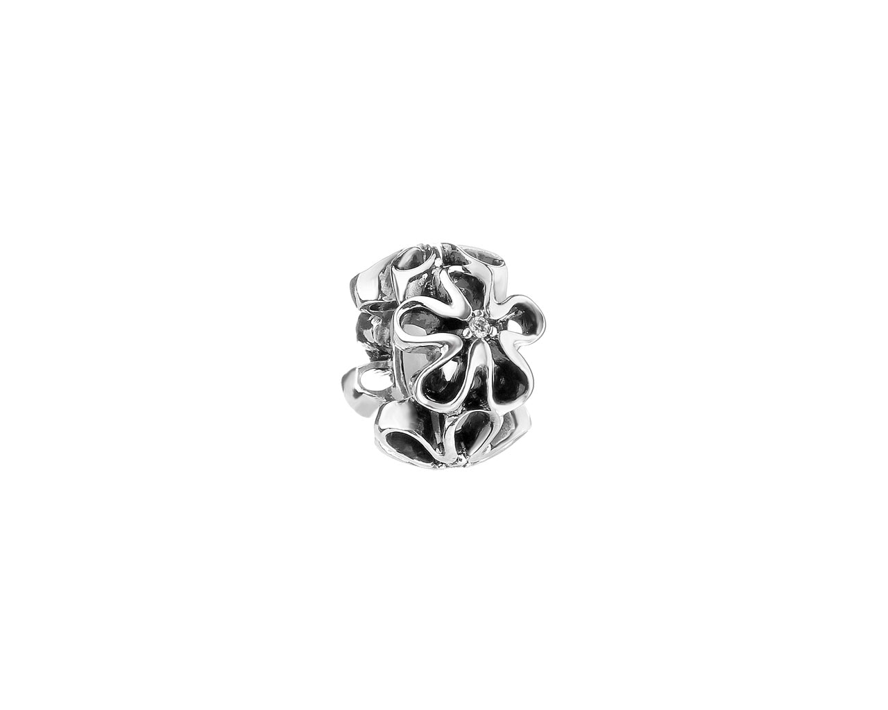 Stříbrný přívěsek beads - zarážka - květy