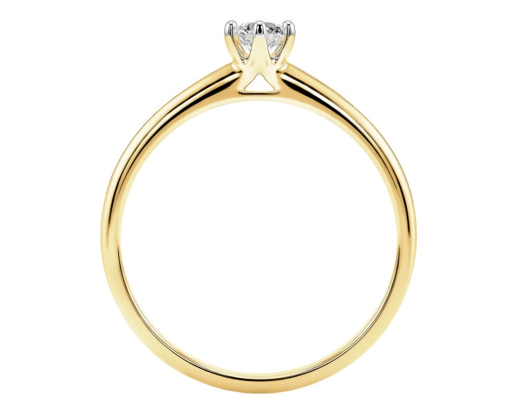 14ct Yellow Gold Ring with Diamond - 0,16 ct - fineness 14 K