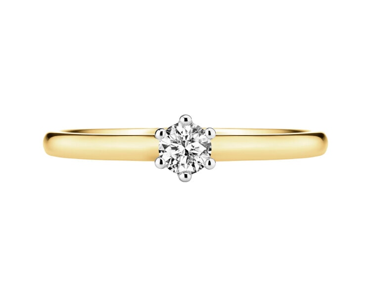 14ct Yellow Gold Ring with Diamond - 0,16 ct - fineness 14 K