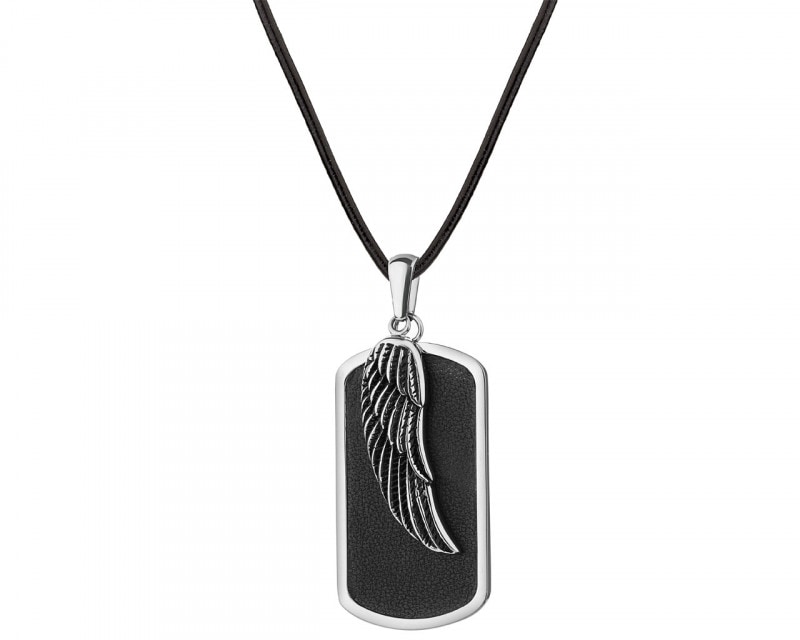 Stainless Steel Leather Necklace - Feather