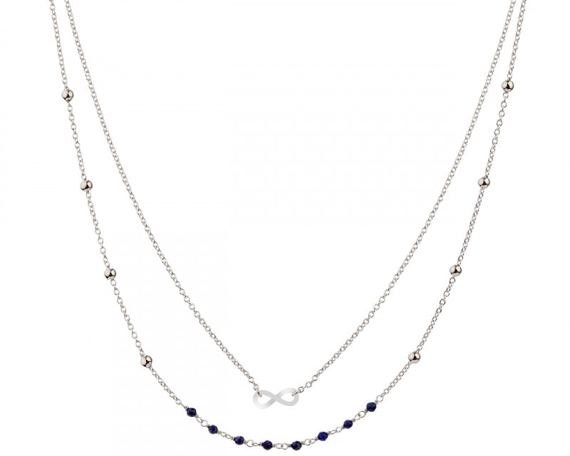 Naszyjnik srebrny z lapis lazuli - nieskończoność