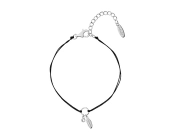 Sterling Silver Bracelet with Cubic Zirconia - Feather