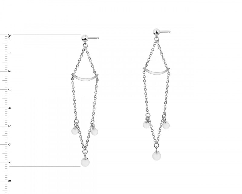 Sterling Silver Earrings with Milky White Cubic Zirconia