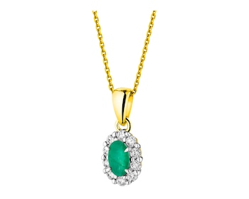 Yellow Gold Diamond & Emerald Pendant - fineness 14 K