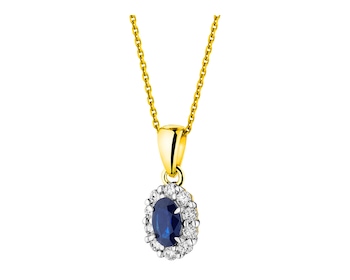 Yellow Gold Diamond & Sapphire Pendant 0,15 ct - fineness 14 K