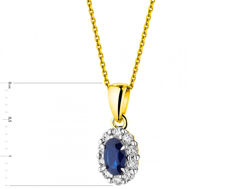 Yellow Gold Diamond & Sapphire Pendant - fineness 14 K