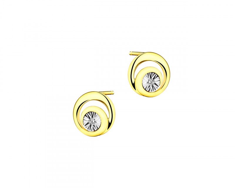 9ct Yellow Gold, White Gold Earrings with Diamonds 0,01 ct - fineness 375
