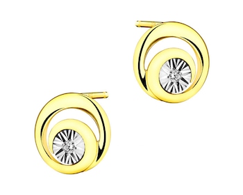 9ct Yellow Gold, White Gold Earrings with Diamonds 0,01 ct - fineness 375