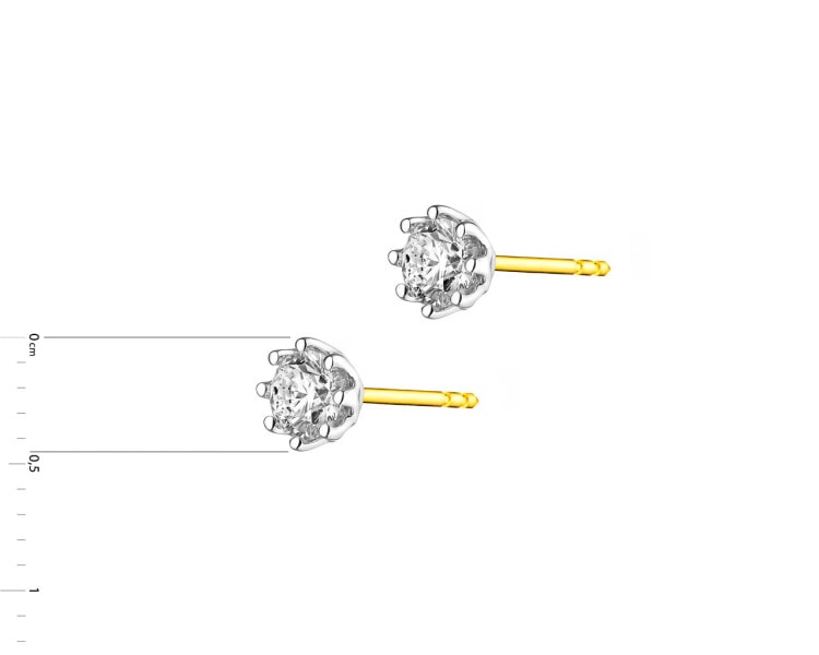 14ct Yellow Gold, White Gold Earrings with Diamonds 0,40 ct - fineness 585