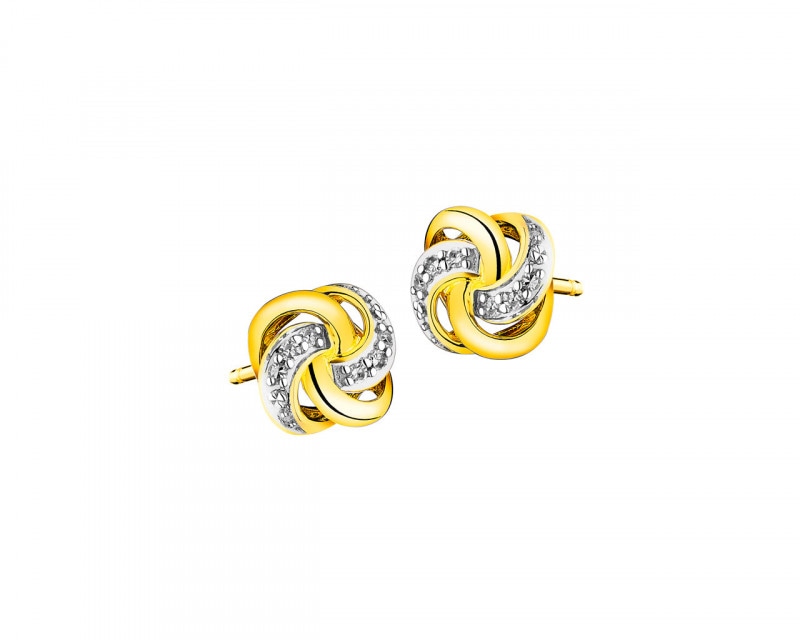 14ct Yellow Gold Earrings with Diamonds 0,06 ct - fineness 14 K