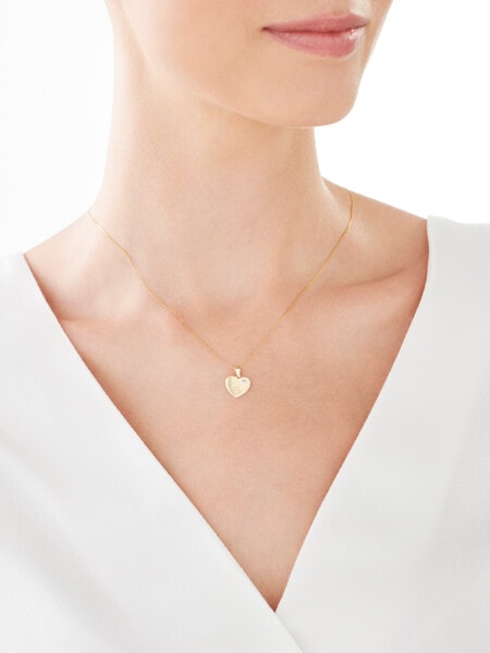 Zawieszka z żółtego złota z diamentem - serce, aniołek - 0,005 ct - próba 375