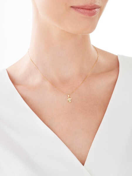 Zawieszka z żółtego złota z diamentem - aniołek - 0,003 ct - próba 375