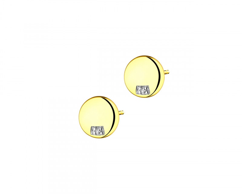 Yellow Gold Diamond Earrings - Disc 0,008 ct - fineness 9 K
