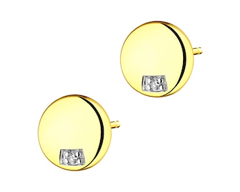 Yellow Gold Diamond Earrings - Disc 0,006 ct - fineness 9 K