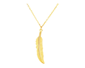 Yellow Gold Necklace - Feather
