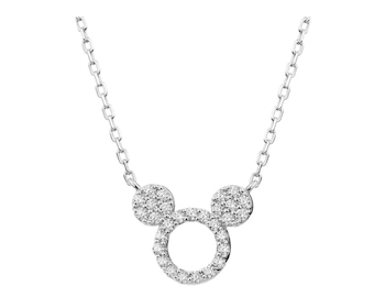 Sterling Silver Necklace with Cubic Zirconia - Mickey Mouse