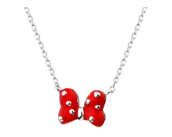 Sterling Silver & Enamel Necklace - Mini Mouse, Bow