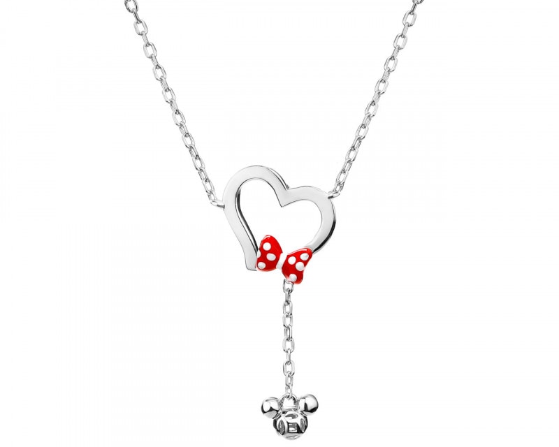 Stříbrné náhrdelník se smaltem - Minnie Mouse, mašle, Disney
