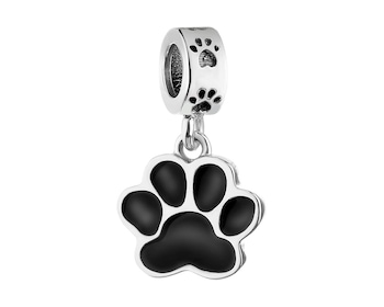 Sterling Silver Beads Pendant with Enamel - Paw