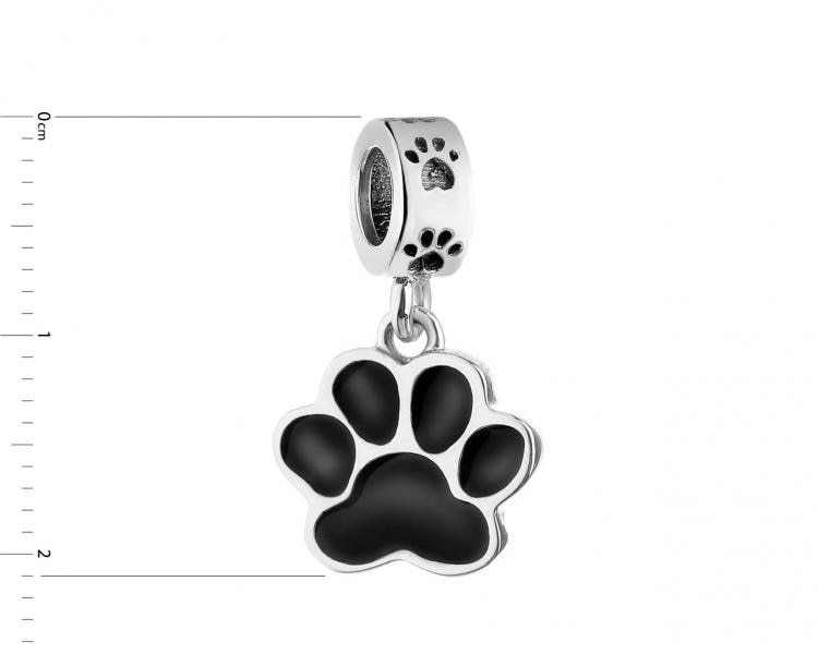 Sterling Silver Beads Pendant with Enamel - Paw