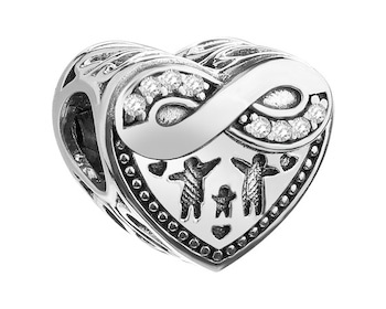 Sterling Silver Beads Pendant with Cubic Zirconia - Family, Heart, Infinity