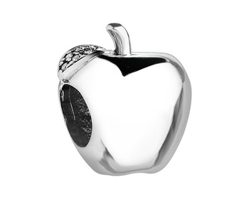 Sterling Silver Beads Pendant with Cubic Zirconia - Apple