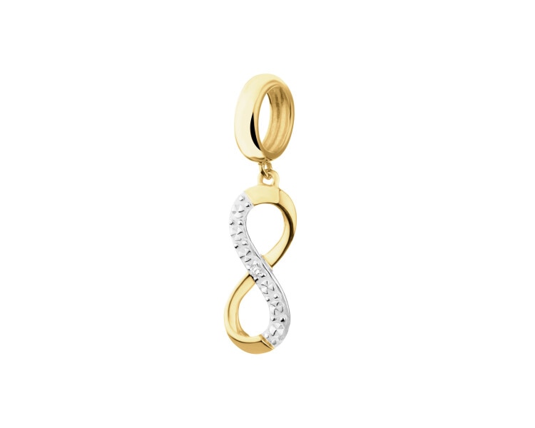 Yellow Gold Diamond Beads Pendant  - Infinity - 0,004 ct - fineness 9 K