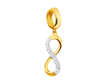 Yellow Gold Diamond Beads Pendant  - Infinity 0,004 ct - fineness 9 K