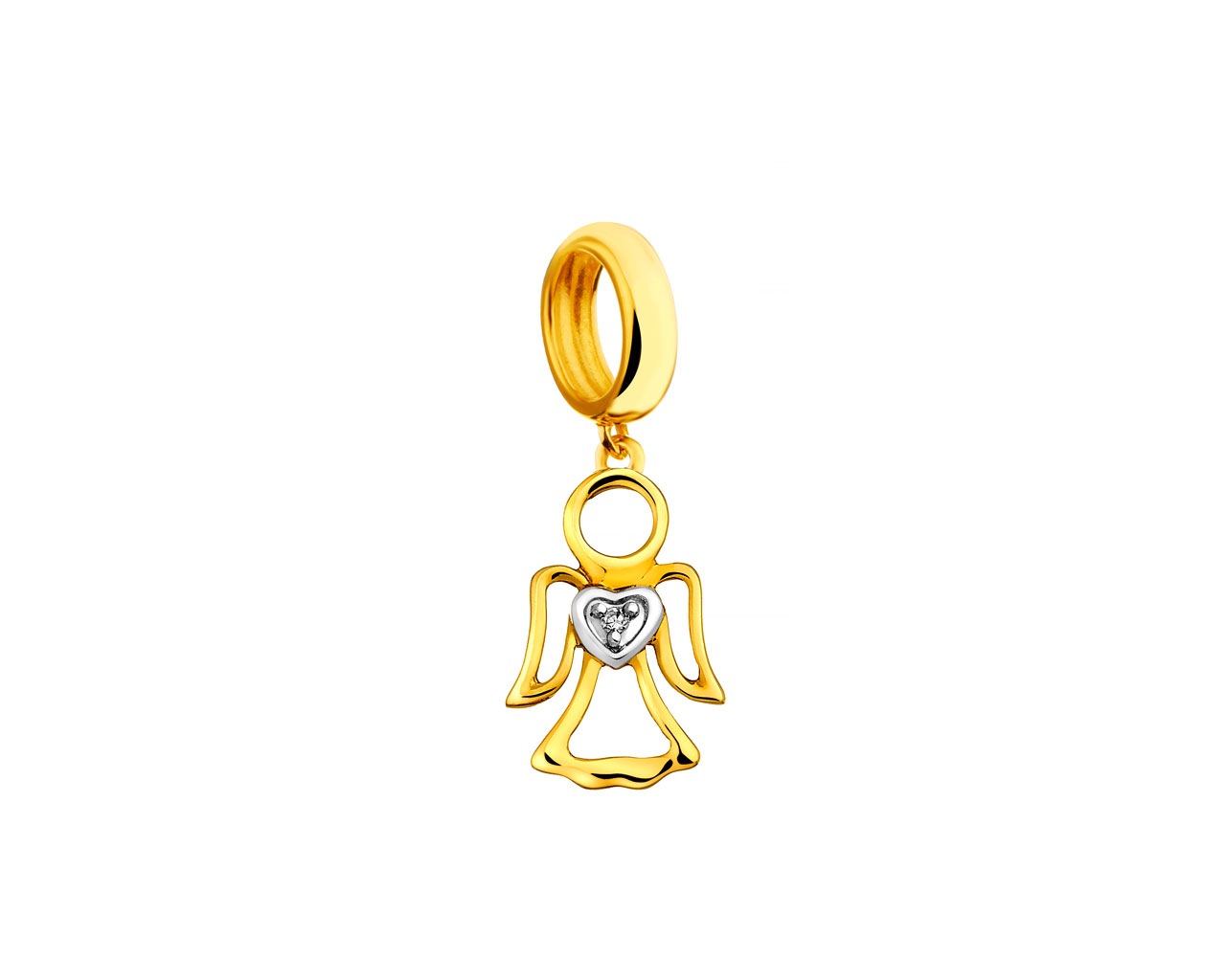 Zawieszka beads z żółtego złota z diamentem - aniołek 0,004 ct - próba 375